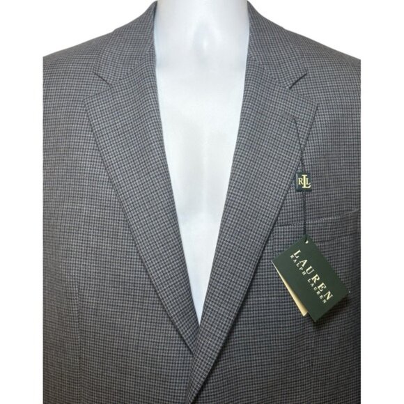 Lauren Ralph Lauren Houndstooth Blazer Sport Coat Men's 44R Charcoal 100% Wool - Picture 5 of 13